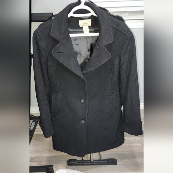 L.L Bean Coat Black Trench Coat - Picture 1 of 9